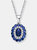 Sterling Silver Rhodium Plated And Sapphire Cubic Zirconia Pendant - Blue