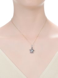 Sterling Silver Rhodium Plated Turtle Pendant Necklace