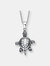 Sterling Silver Rhodium Plated Turtle Pendant Necklace - Silver