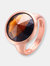Sterling Silver Rose Gold Plated Brown Cubic Zirconia Coctail Ring - Rose Gold/Brown