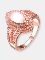 Sterling Silver Rose Gold Plated Cubic Zirconia Coctail Ring - Rose Gold