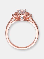 Sterling Silver Rose Gold Plated Cubic Zirconia Engagement Ring