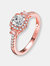 Sterling Silver Rose Gold Plated Cubic Zirconia Engagement Ring - Pink