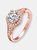 Sterling Silver Rose Gold Plated Cubic Zirconia Halo Engagement Ring - Pink