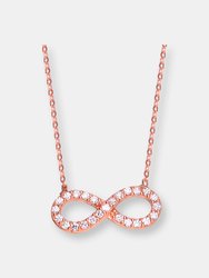 Sterling Silver Rose Gold Plated Cubic Zirconia Halo Infinity Neckalce - Rose Gold 