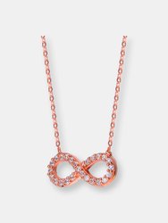 Sterling Silver Rose Gold Plated Cubic Zirconia Halo Infinity Neckalce
