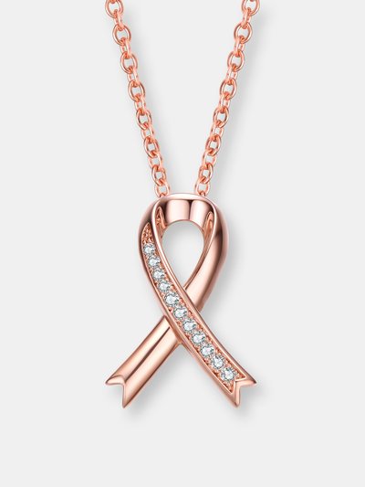 Genevive Sterling Silver Rose Gold Plated Cubic Zirconia Loop Necklace product