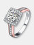 Sterling Silver Rose Gold Plated Cubic Zirconia Pave Engagement Ring - Rose Gold