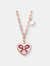 Sterling Silver Rose Gold Plated Heart Paper Clip Chain Necklace - Pink