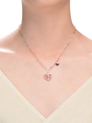 Sterling Silver Rose Gold Plated Heart Paper Clip Chain Necklace