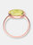 Sterling Silver Rose Gold Plated Light Green Cubic Zirconia Coctail Ring
