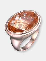 Sterling Silver Rose Gold Plated Morganite Cubic Zirconia Cocktail Ring - Pink