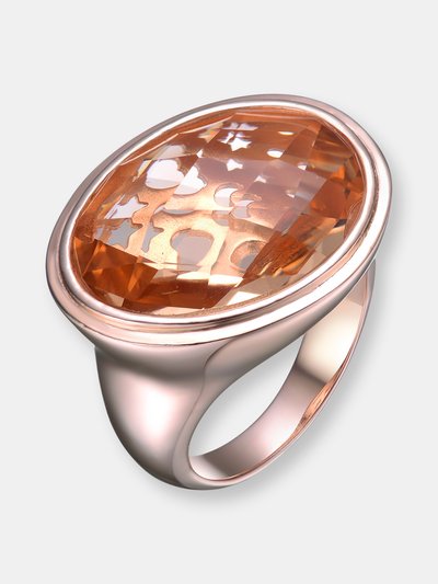 Genevive Sterling Silver Rose Gold Plated Morganite Cubic Zirconia Cocktail Ring product