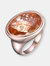 Sterling Silver Rose Gold Plated Morganite Cubic Zirconia Cocktail Ring - Pink