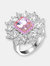 Sterling Silver Rose Gold Plated Morganite Cubic Zirconia Coctail Ring - Rose Gold