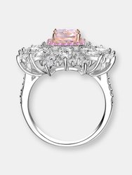 Sterling Silver Rose Gold Plated Morganite Cubic Zirconia Coctail Ring