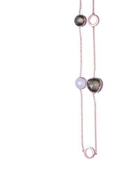 Sterling Silver Rose Gold Plated Multi Colored Cubic Zirconia Station Necklace