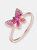 Sterling Silver Rose Gold Plated Ruby Cubic Zirconia Butterfly Ring - Rose Gold