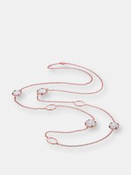 Sterling Silver Rose Gold Plated White Cubic Zirconia Station Necklace - Pink