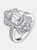 Sterling Silver Round Clear Cubic Zirconia Coctail Ring - Grey