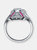Sterling Silver Ruby Cubic Zirconia Geometrical Coctail Ring