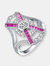 Sterling Silver Ruby Cubic Zirconia Geometrical Coctail Ring - Sterling Silver