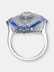 Sterling Silver Sapphire Cubic Zirconia Coctail Ring