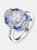 Sterling Silver Sapphire Cubic Zirconia Coctail Ring - Blue