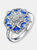 Sterling Silver Sapphire Cubic Zirconia Floral Cocktail Ring - Blue