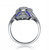 Sterling Silver Sapphire Cubic Zirconia Geometrical Coctail Ring