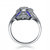 Sterling Silver Sapphire Cubic Zirconia Geometrical Coctail Ring