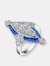 Sterling Silver Sapphire Cubic Zirconia Modern Ring - Blue