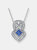 Sterling Silver Sapphire Cubic Zirconia Pave Pendant Necklace - Blue