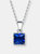 Sterling Silver Sapphire Cubic Zirconia  Solitaire Necklace - Sapphire