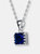 Sterling Silver Sapphire Cubic Zirconia  Solitaire Necklace