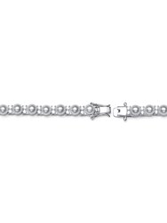 Sterling Silver Tennis Bracelet with White Pearls and Clear Cubic Zirconia Tennis Bracelet - Gold