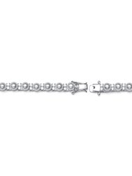 Sterling Silver Tennis Bracelet with White Pearls and Clear Cubic Zirconia Tennis Bracelet