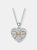 Sterling Silver Two Tone And Clear Cubic Zirconia Heart Necklace - Silver