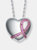 Sterling Silver Two Tone and Pink Cubic Zirconia Heart Necklace - Pink