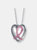 Sterling Silver Two Tone and Pink Cubic Zirconia Heart Necklace