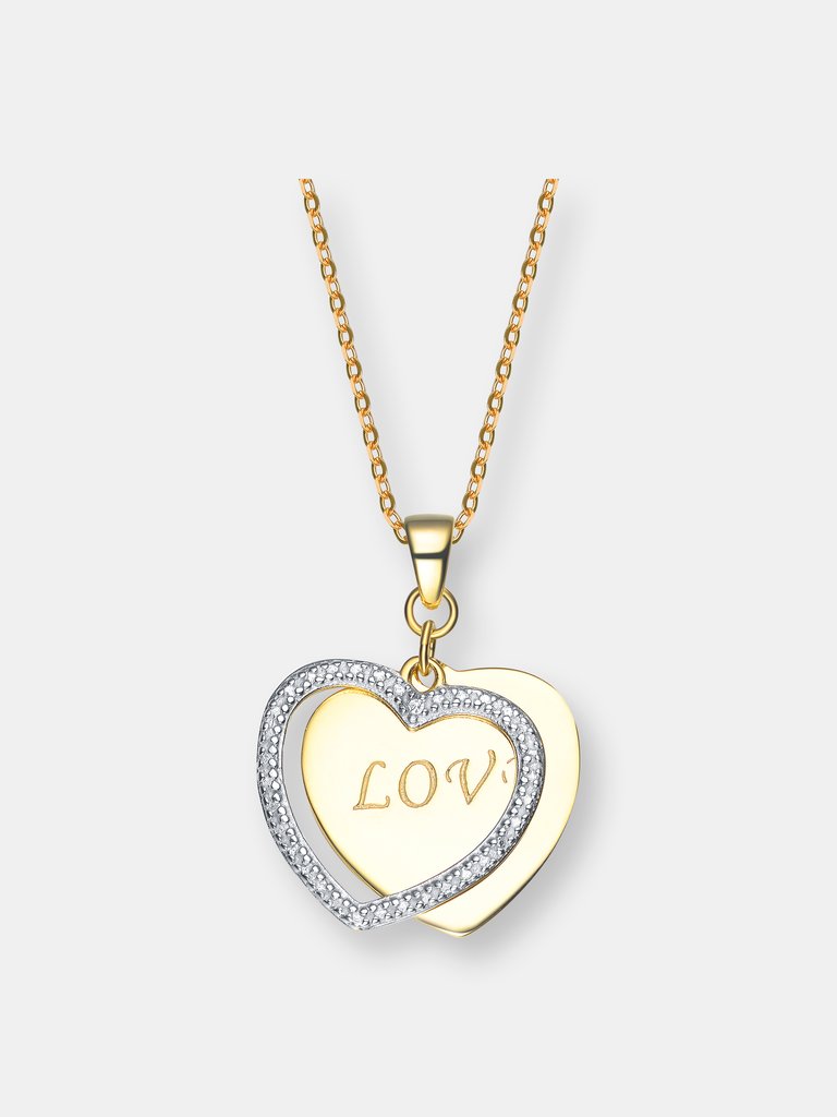 Sterling Silver Two Tone "love" Heart Pendnat - Sterling Silver