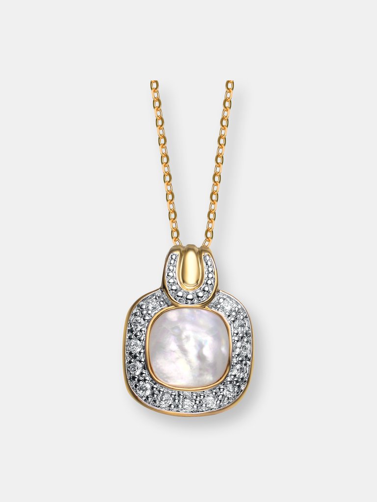 Sterling Silver White And Black Cubic Zirconia Pendant - Gold