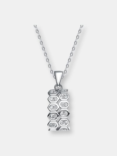 Genevive Sterling Silver White Cubic Zirconia Beehive Pendant product