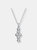 Sterling Silver White Cubic Zirconia Dangling Pendant Necklace - Silver