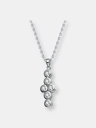 Sterling Silver White Cubic Zirconia Dangling Pendant Necklace