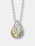 Sterling Silver White Cubic Zirconia Gold-plated Teardrop Pendant