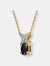 Sterling Silver White Cubic Zirconia Gold Plating Clear And Black Cubic Zirconia Pendant