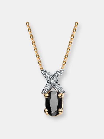 Genevive Sterling Silver White Cubic Zirconia Gold Plating Clear And Black Cubic Zirconia Pendant product