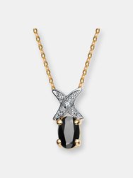 Sterling Silver White Cubic Zirconia Gold Plating Clear And Black Cubic Zirconia Pendant - Black