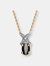 Sterling Silver White Cubic Zirconia Gold Plating Clear And Black Cubic Zirconia Pendant - Black